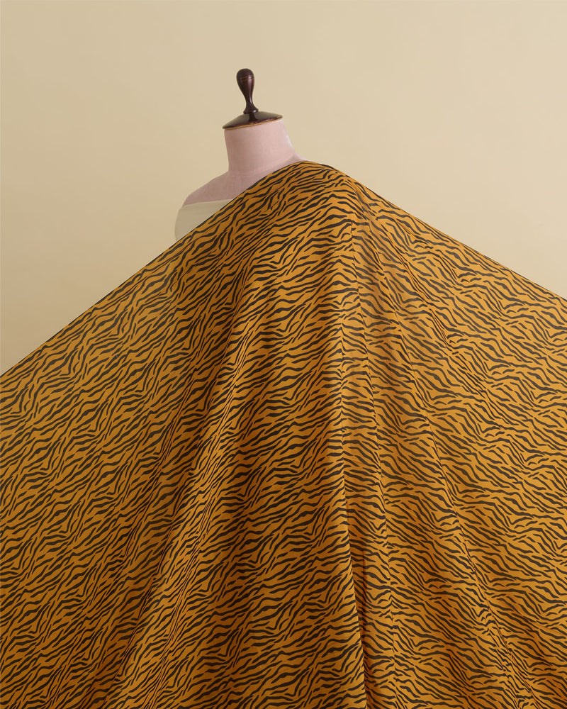 Malai Cotton Digital Animal Printed Fabric Ochre Yellow