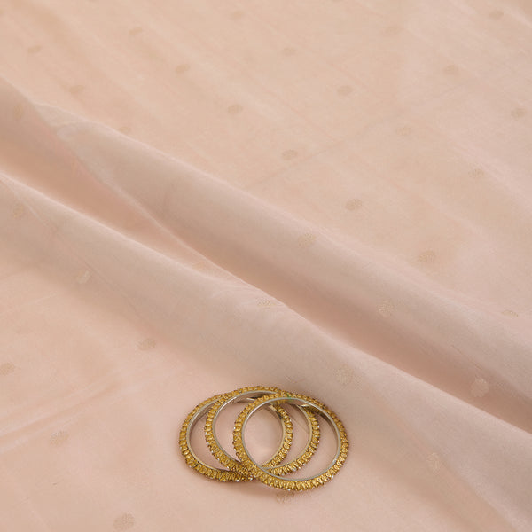 Peach Muga Tissue Silver Buta Fabric