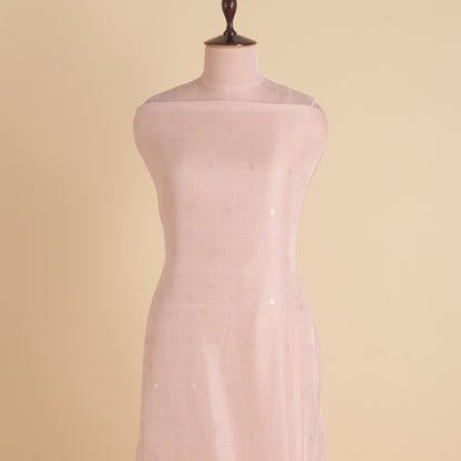 Peach Muga Tissue Silver Buta Fabric