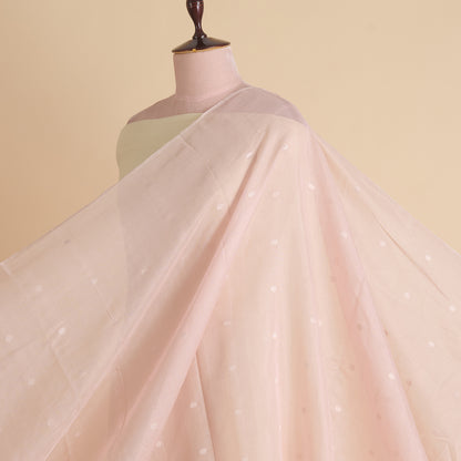 Peach Muga Tissue Silver Buta Fabric