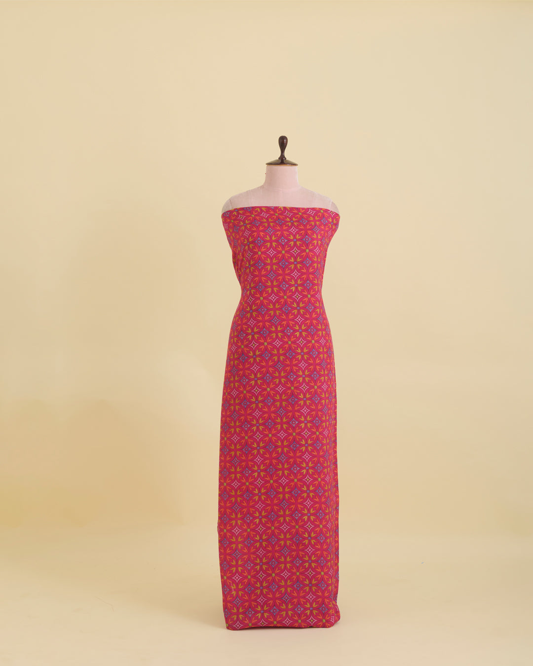 Pink Malai Cotton Silk Geometric