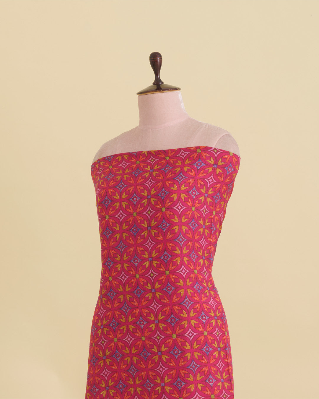 Pink Malai Cotton Silk Geometric