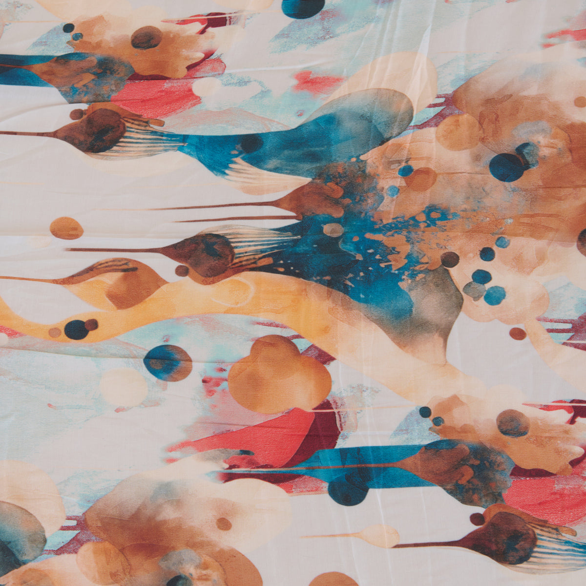 Powder Blue Modal Satin Digital Abstract Print Fabric