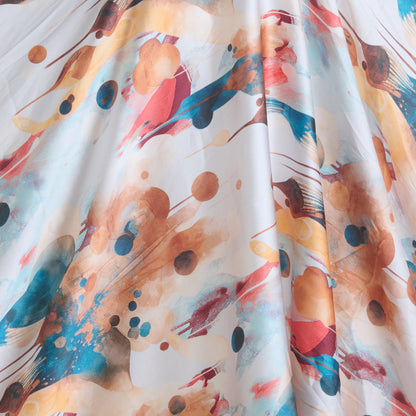 Powder Blue Modal Satin Digital Abstract Print Fabric