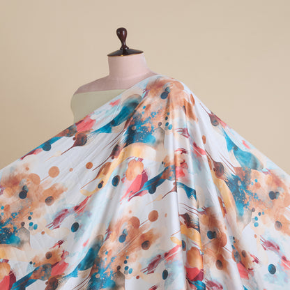 Powder Blue Modal Satin Digital Abstract Print Fabric