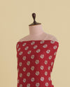 Red Malai Chanderi Fabric with Resham, Zari & Sequin Buta Embroidery