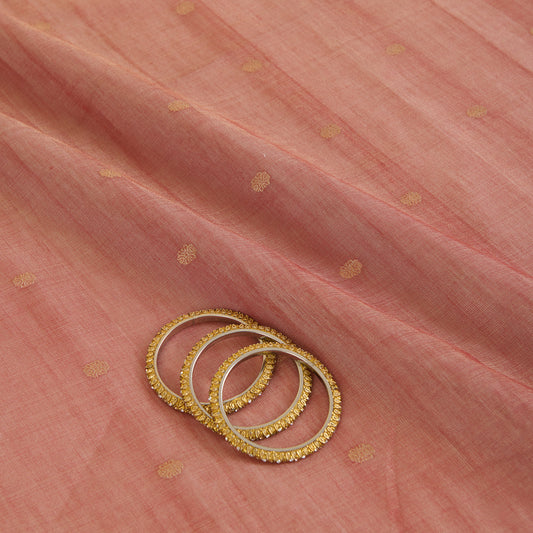 Rust Muga Tissue Woven Buti Fabric