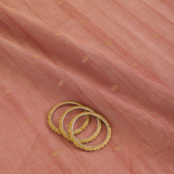 Rust Muga Tissue Woven Buti Fabric
