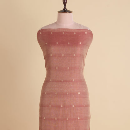 Rust Muga Tissue Woven Buti Fabric