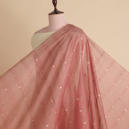 Rust Muga Tissue Woven Buti Fabric