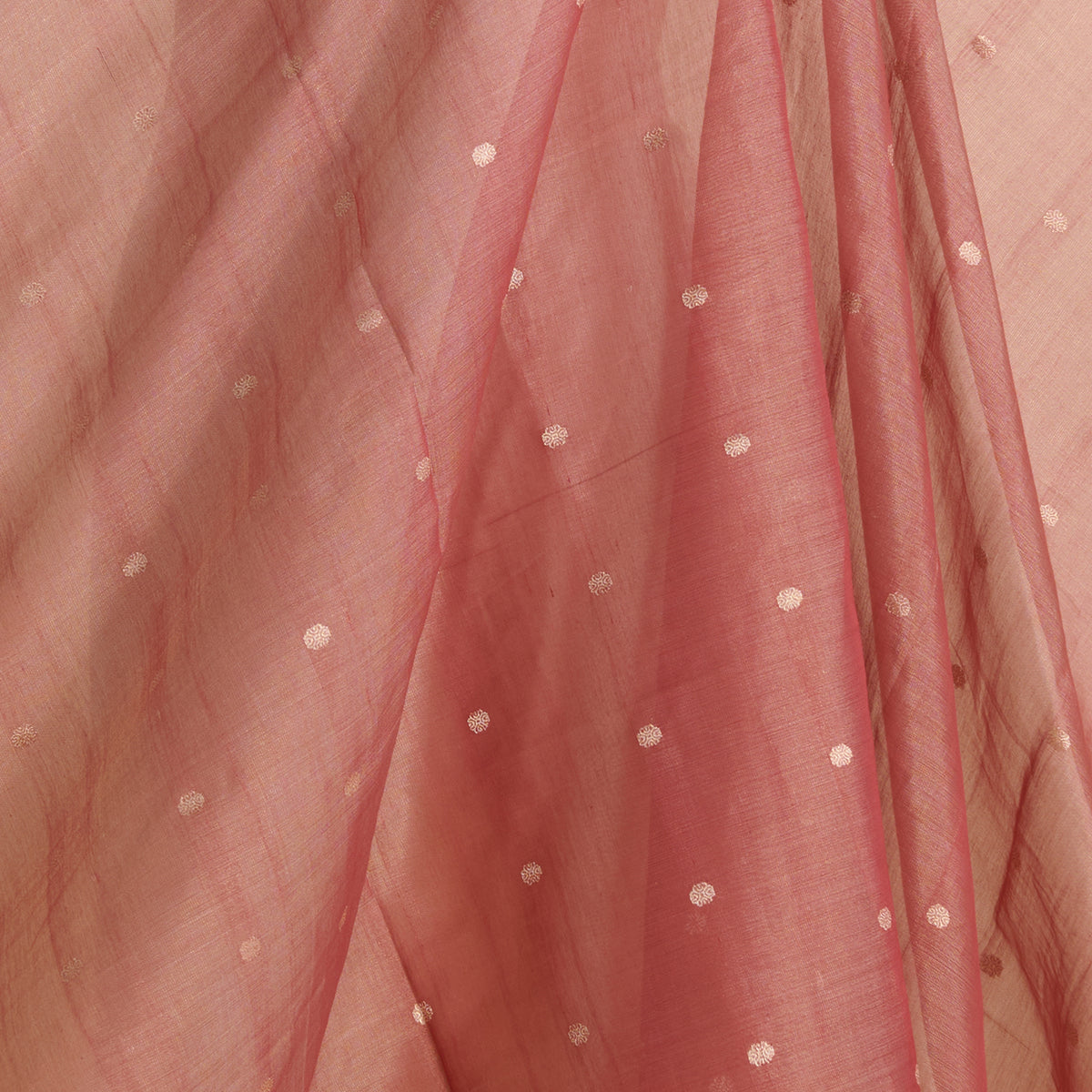 Rust Muga Tissue Woven Buti Fabric