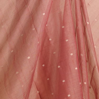 Rust Muga Tissue Woven Buti Fabric