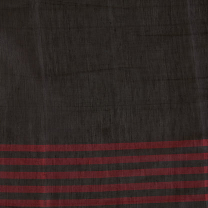 Red Black Muga Tissue Multi Zari Patta Fabric
