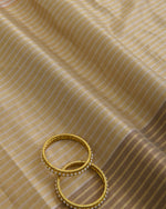 Antique Gold/Silver Muga Tissue Fabric with Multi Zari Patta