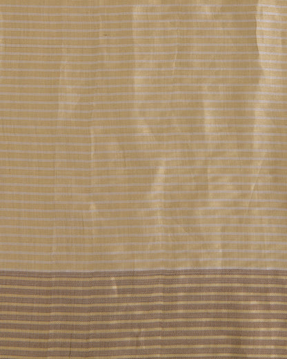 Antique Gold/Silver Muga Tissue Fabric with Multi Zari Patta