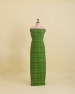 Parrot Green Malai Cotton Silk Geometric