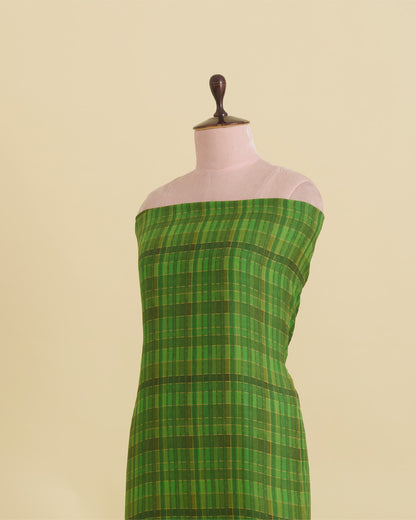 Parrot Green Malai Cotton Silk Geometric