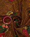 Malai Cotton Silk Floral Printed Fabric – Brown