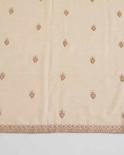 Beige Muga Hand Gota Marodi Embroidered Dupatta Fabric