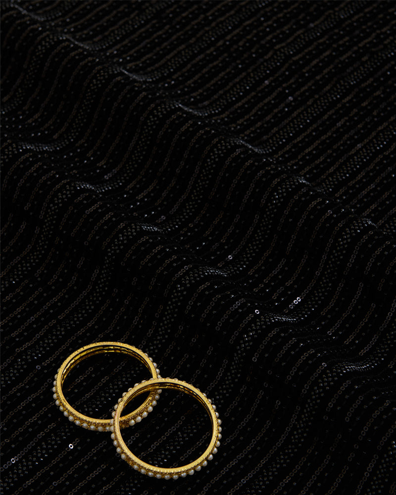 Black Micro Velvet Cut-Dana & Sequin Embroidery Fabric