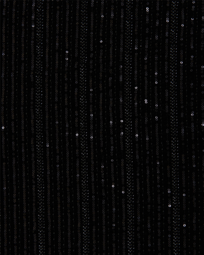 Black Micro Velvet Cut-Dana & Sequin Embroidery Fabric