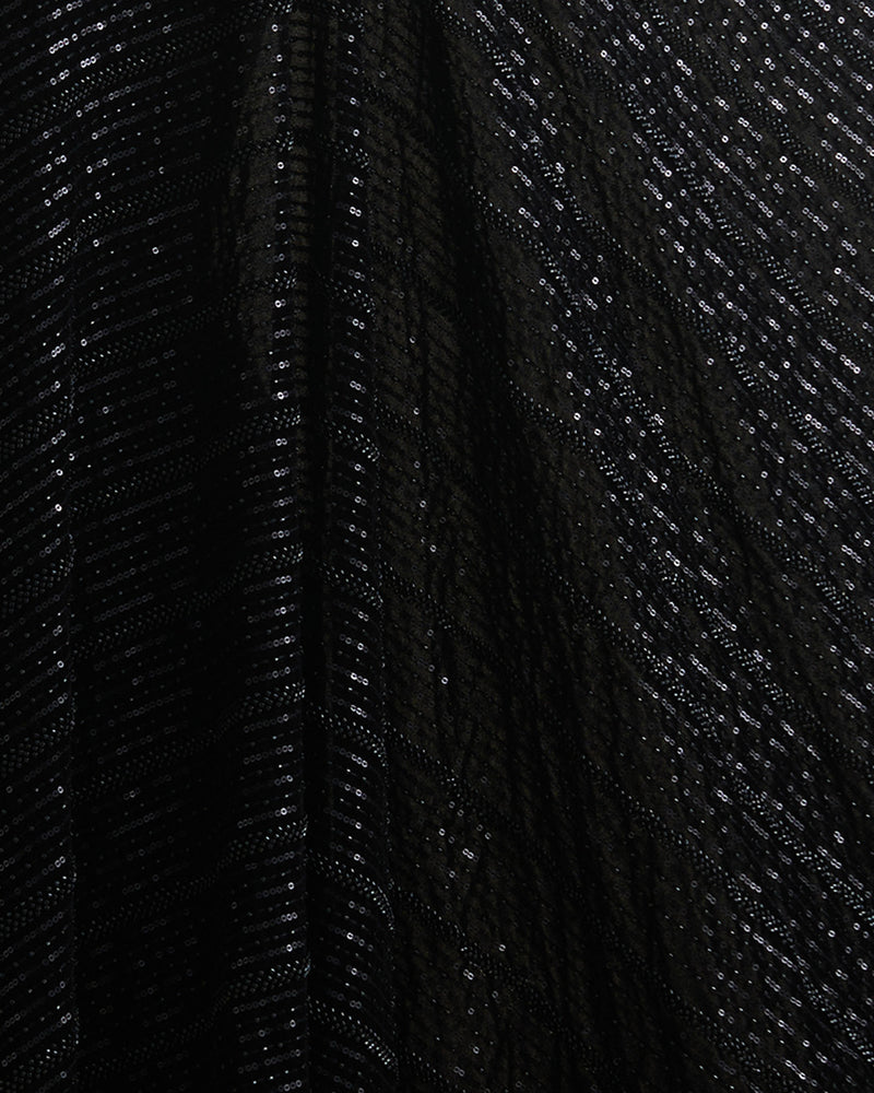 Black Micro Velvet Cut-Dana & Sequin Embroidery Fabric