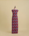 Malai Cotton Silk Geometric Printed Fabric – Blue/Red