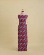 Malai Cotton Silk Geometric Printed Fabric – Blue/Red