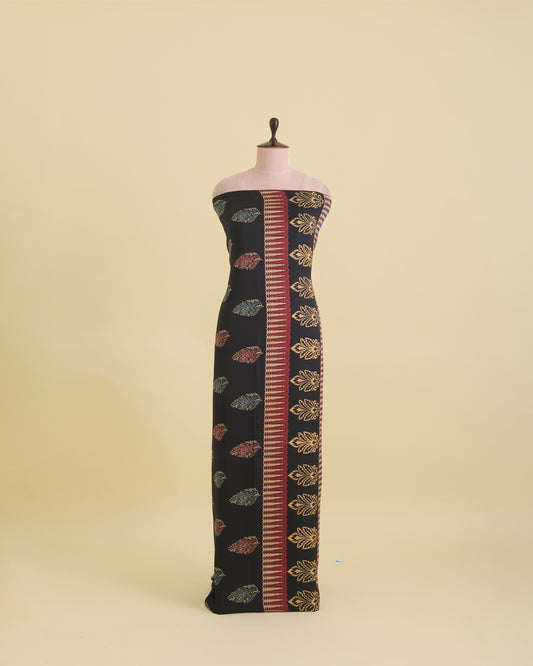 Black Modal Satin Digital Abstract Premium Designer Fabric