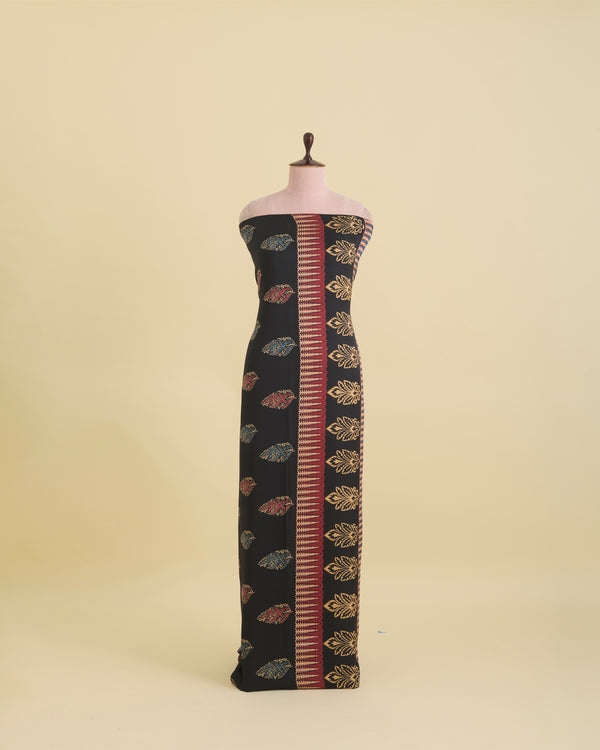 Black Modal Satin Digital Abstract Premium Designer Fabric