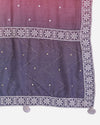 Muga Silk Lucknowi Buti Dupatta with Badla Pallu in Brown, Grey, Purple & Mauve