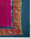 Magenta/Blue Cotton Silk Ikat Handloom Woven Fabric
