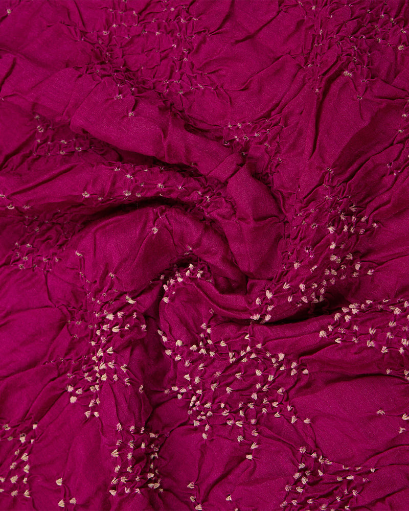 Magenta/Blue Cotton Silk Ikat Handloom Woven Fabric