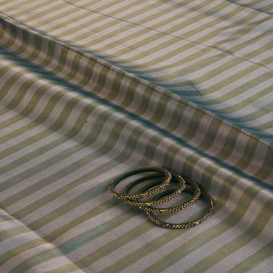 Blue Silver Muga Tissue Handloom Fabric