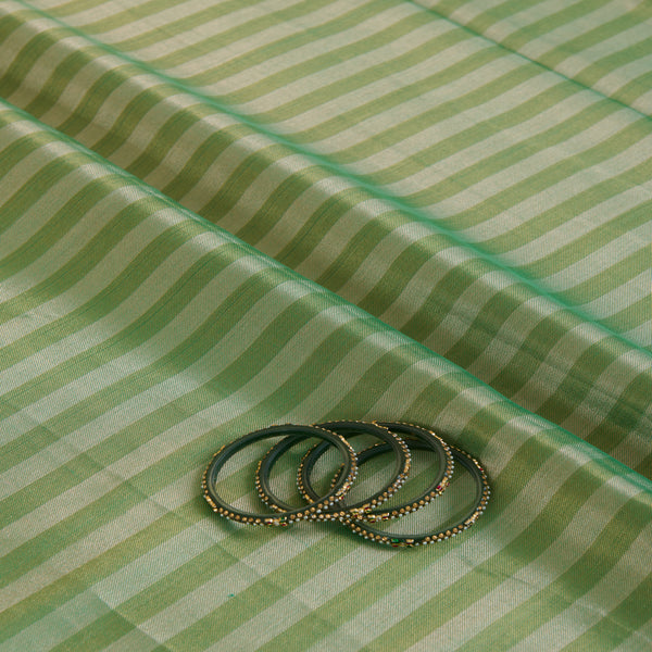 Pista Green Muga Tissue Handloom Fabric