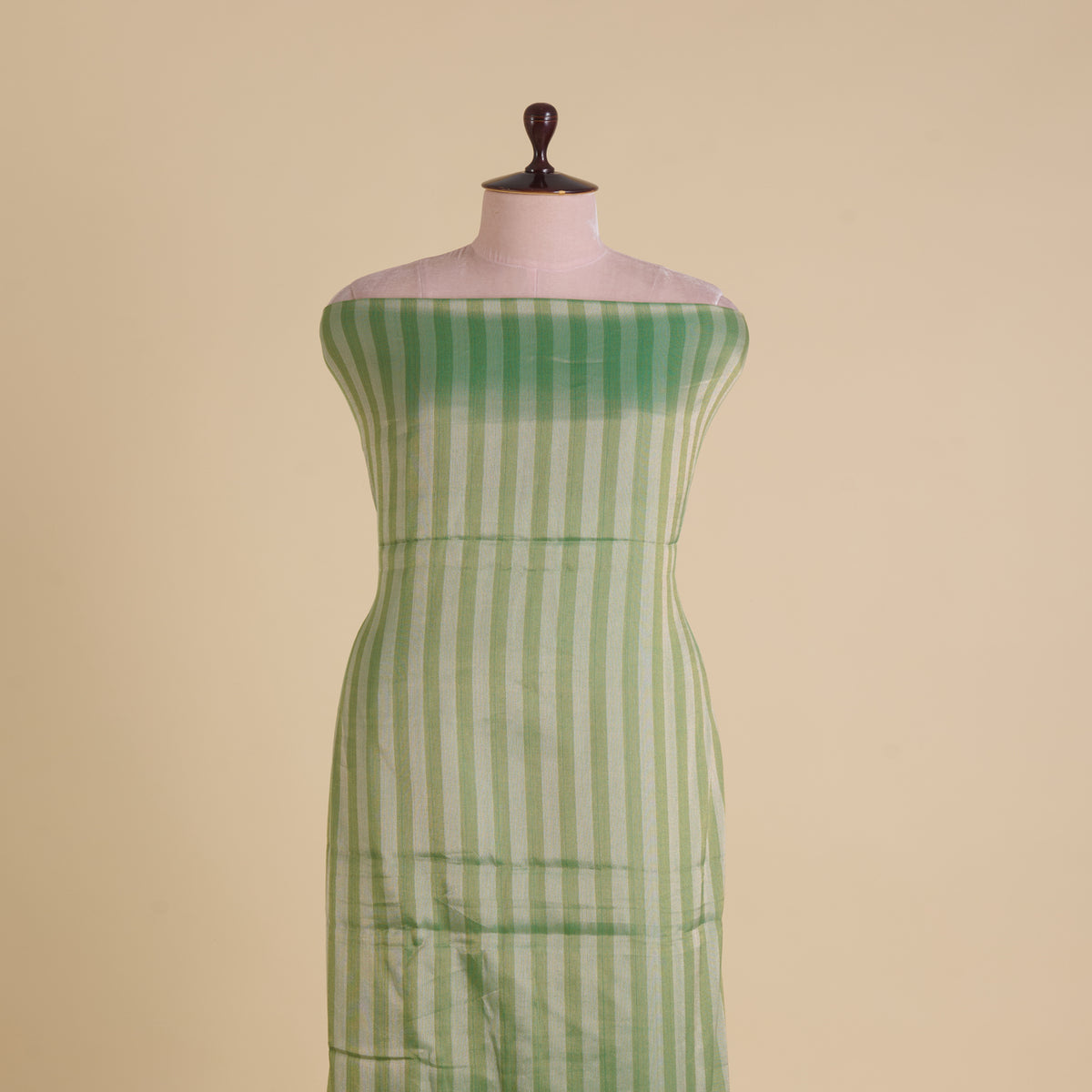 Pista Green Muga Tissue Handloom Fabric