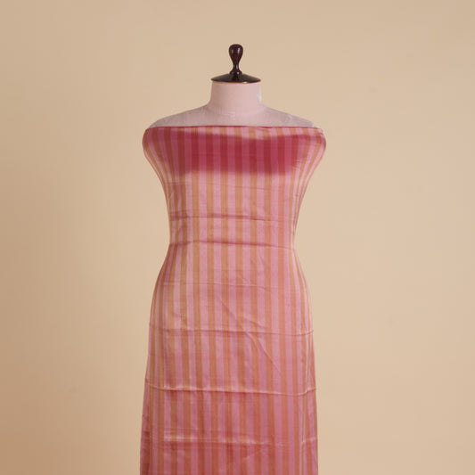 Pink Red Muga Tissue Handloom Fabric