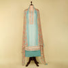 Aqua Blue Muslin Printed Suit with Chiffon Printed Dupatta