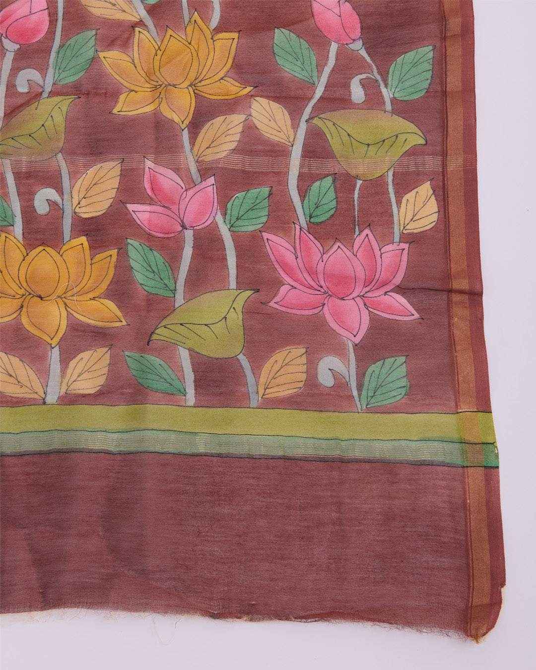 Brown Maheshwari Kalamkari Printed Suit with Dupatta