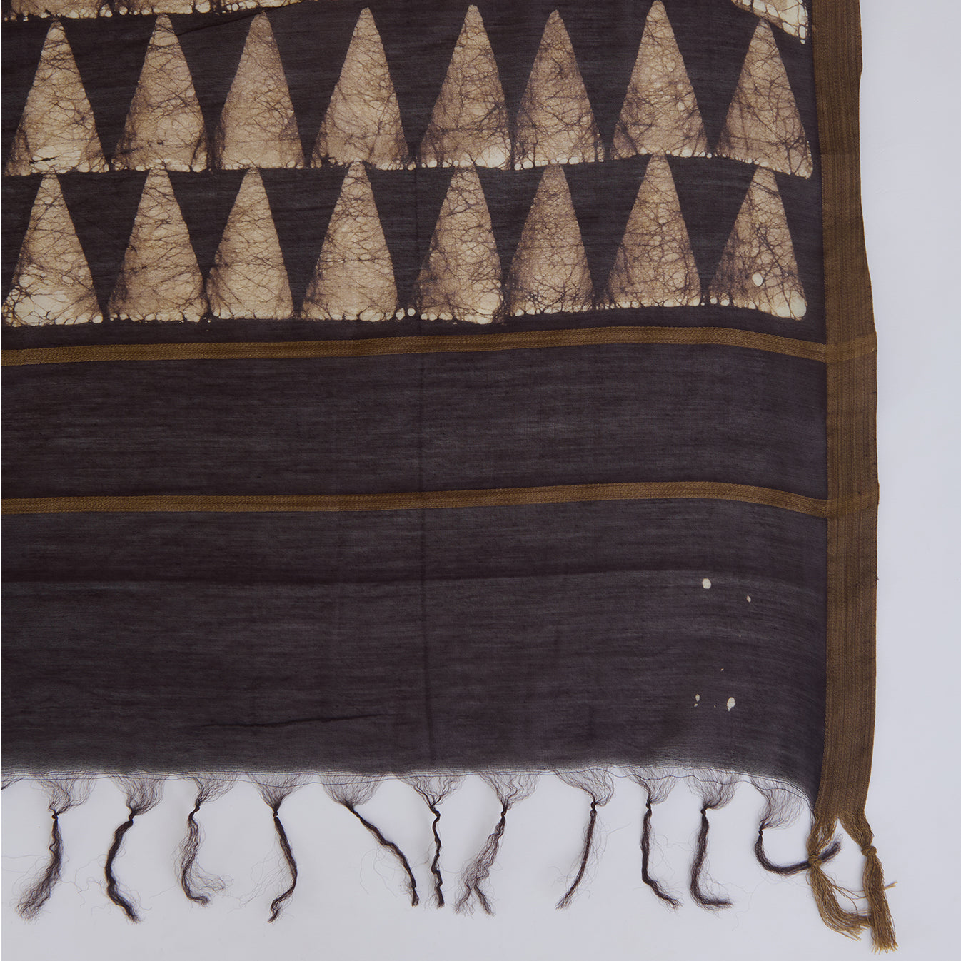 Black Maheshwari Batik Printed Kurta with Dupatta