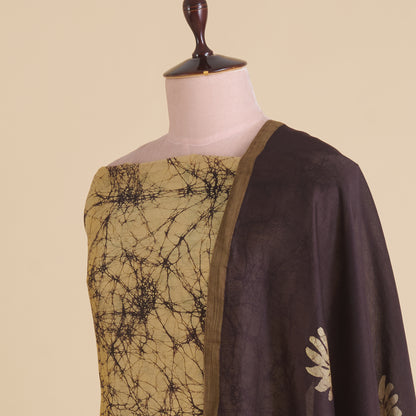 Black Maheshwari Batik Printed Kurta with Dupatta