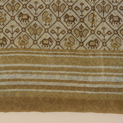 Beige Maheshwari Printed Kurta with Dupatta & Shantoon Bottom
