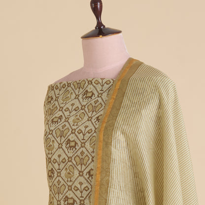 Beige Maheshwari Printed Kurta with Dupatta & Shantoon Bottom