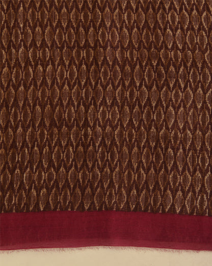 Brown Munga Tussar Printed Kurta Set with Dupatta & Silk Bottom