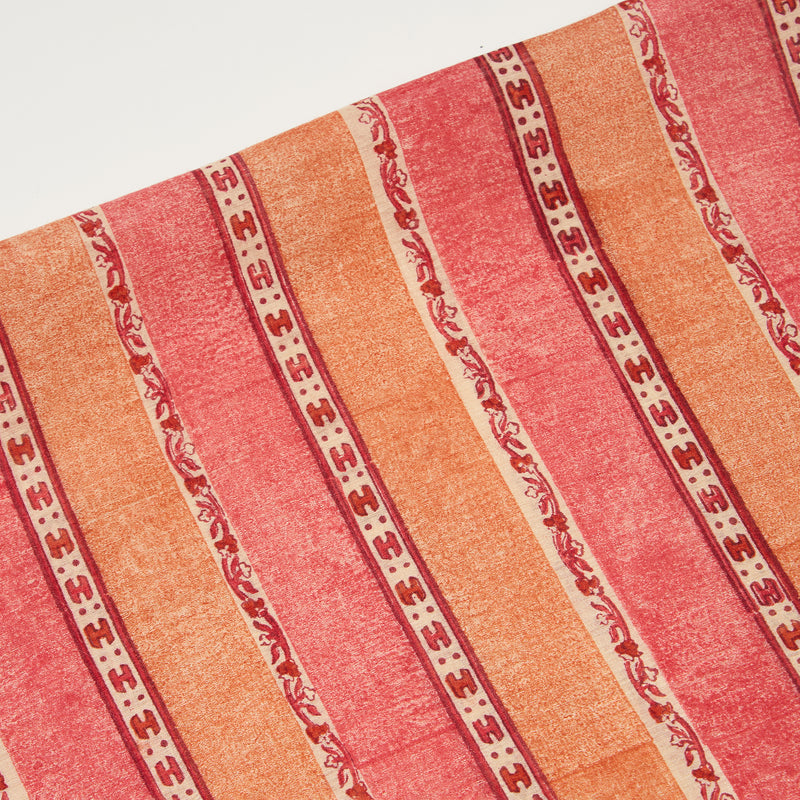 Carrot Pink Muga Silk Printed Suit with Woven Dupatta