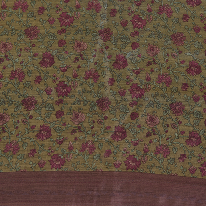 Dusty Beige Muga Silk Katha Embroidered Suit Set