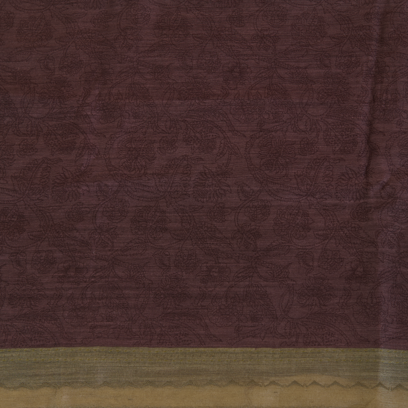 Dusty Brown Muga Silk Katha Embroidered Suit Set
