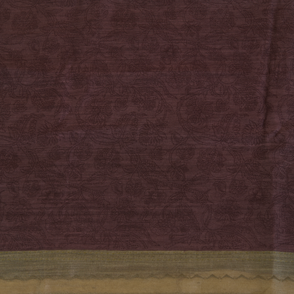 Dusty Brown Muga Silk Katha Embroidered Suit Set