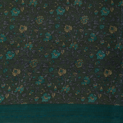 Dusty Green Muga Silk Katha Embroidered Suit Set