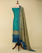 Green Maheshwari Printed Suit with Woven Butti Dupatta and Printed Bottom